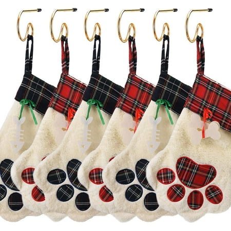 6 Pieces Christmas Stocking Holder Christmas Pattern Metal Hook Hanger